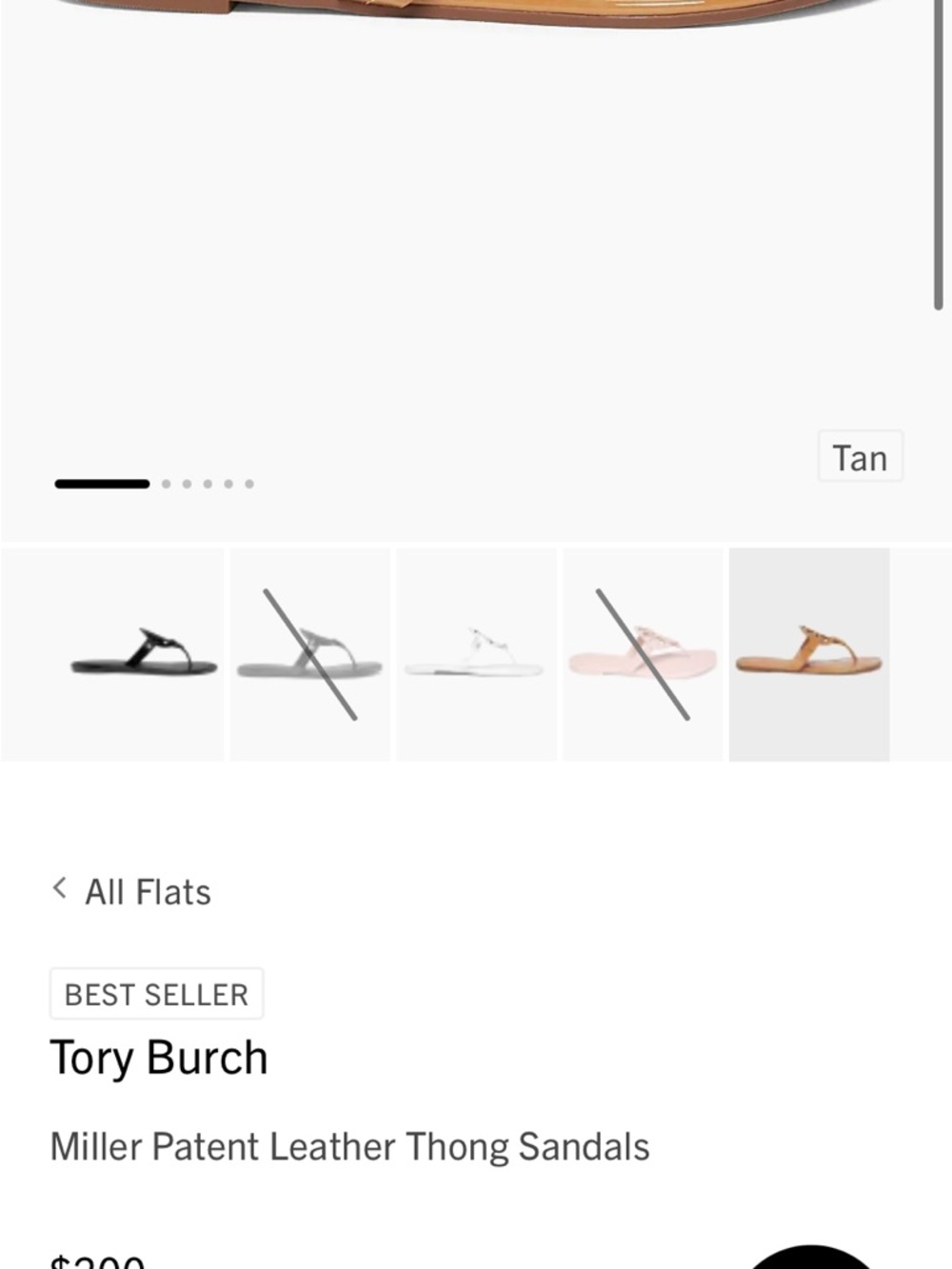 Tory Burch Tan Patent Leather Miller Thong Sandals